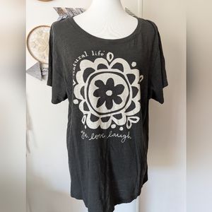 Natural Life Graphic Tee Logo "give. love. laugh" Olive Green XXXL